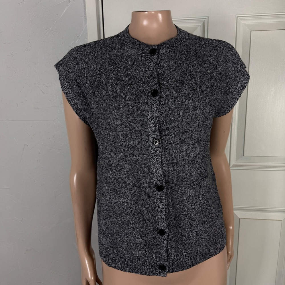 Eileen Fisher Sweater Women's XS Knit Short Sleeve Linen Cotton Cardigan J3-15